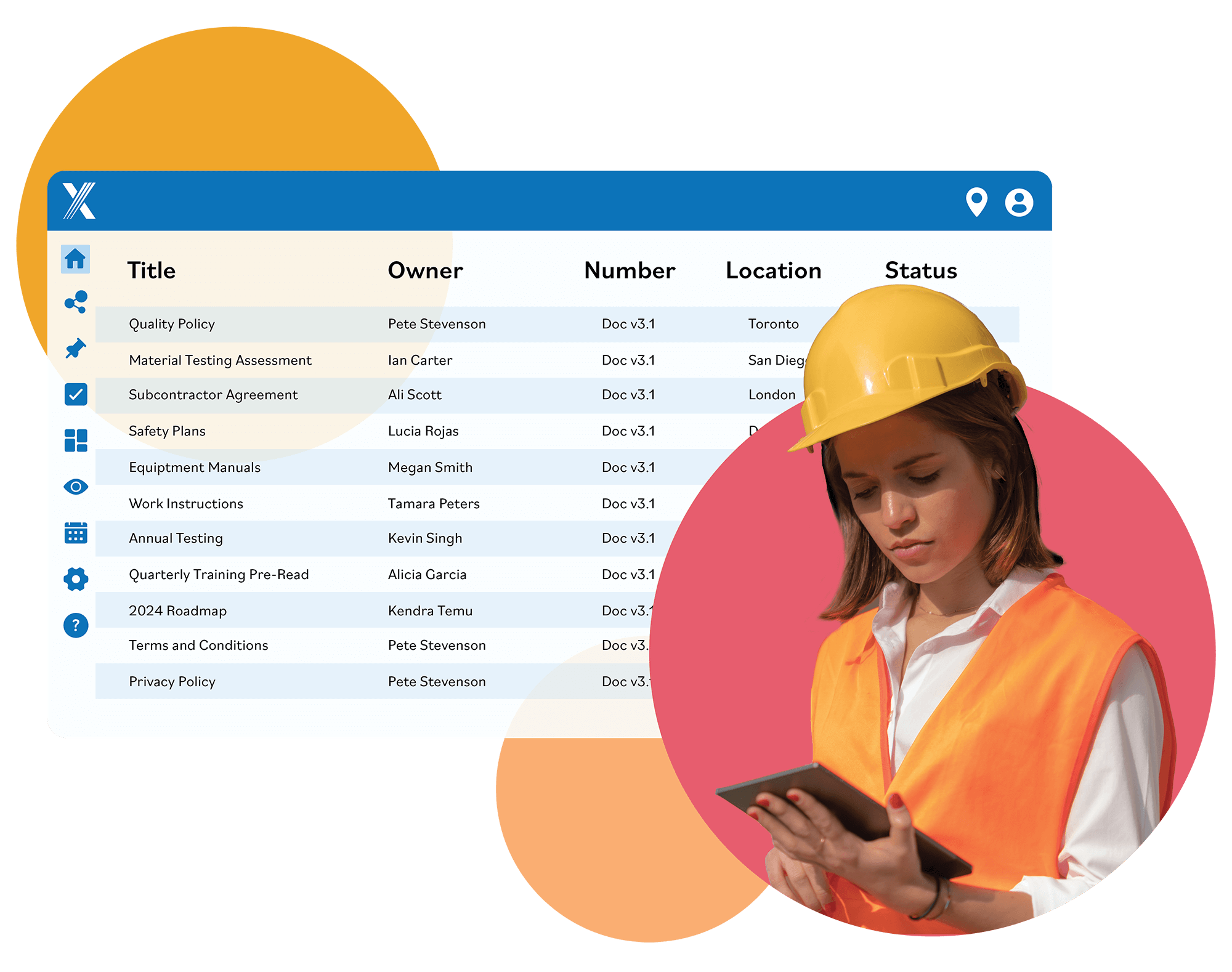 Intelex interface of document control software