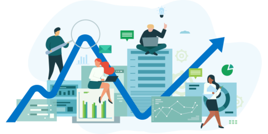 Graphic of EHS specialists utilizing workflows to improve efficiency and productivity