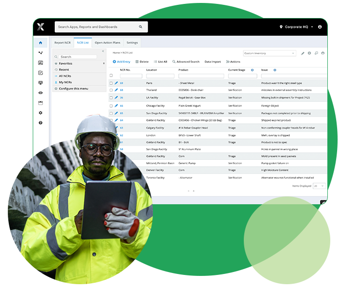 Intelex Nonconformance Reporting Software dashboard