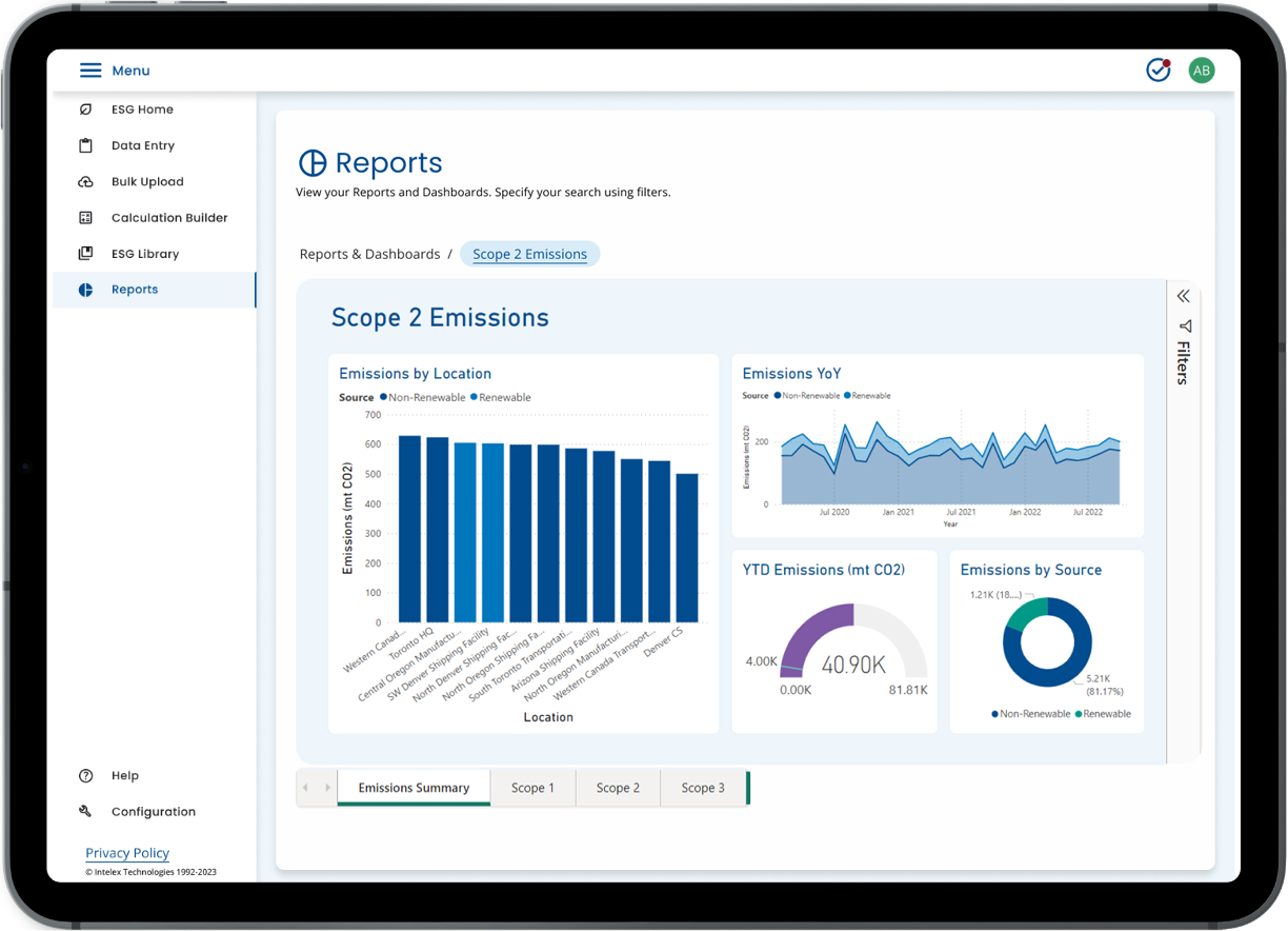 Screenshot of Intelex ESG software on iPad