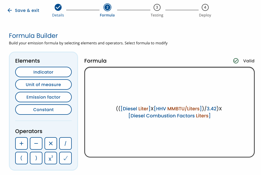 Patent-pending calculation engine Screenshot of Patent-pending calculation engine