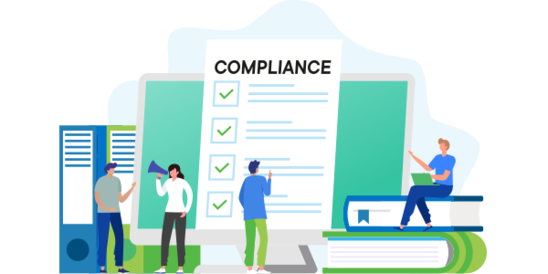 Graphic of EHS and ESG managers managing compliance requirements