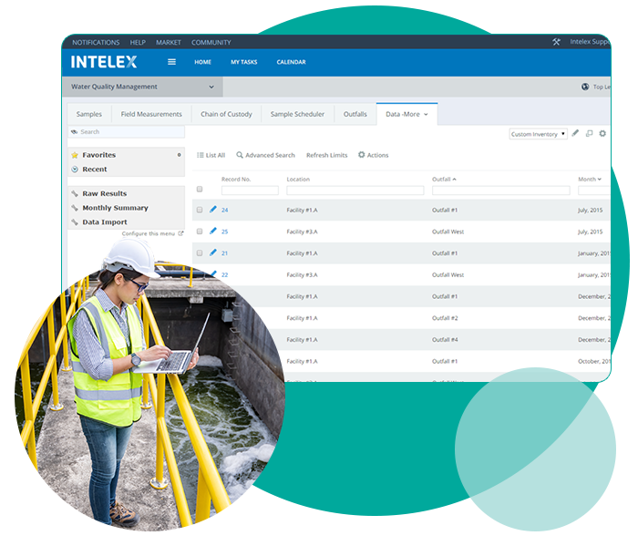 Intelex water quality software and technician