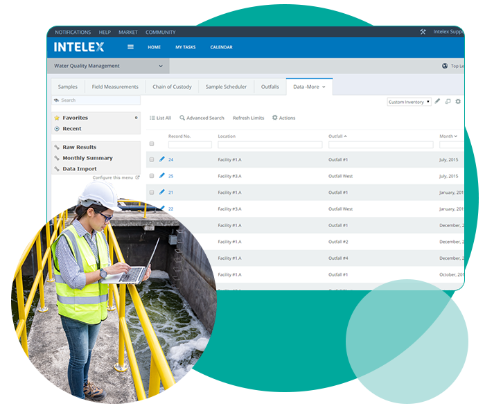 Intelex water quality software and technician