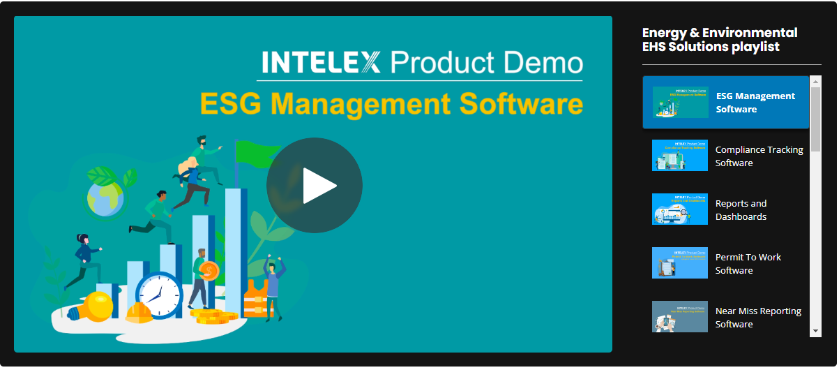 Screenshot of Intelex Energy & Environmental EHS Solution Playlist