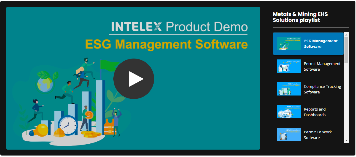 Screenshot of Intelex Metals & Mining EHS Solution Playlist