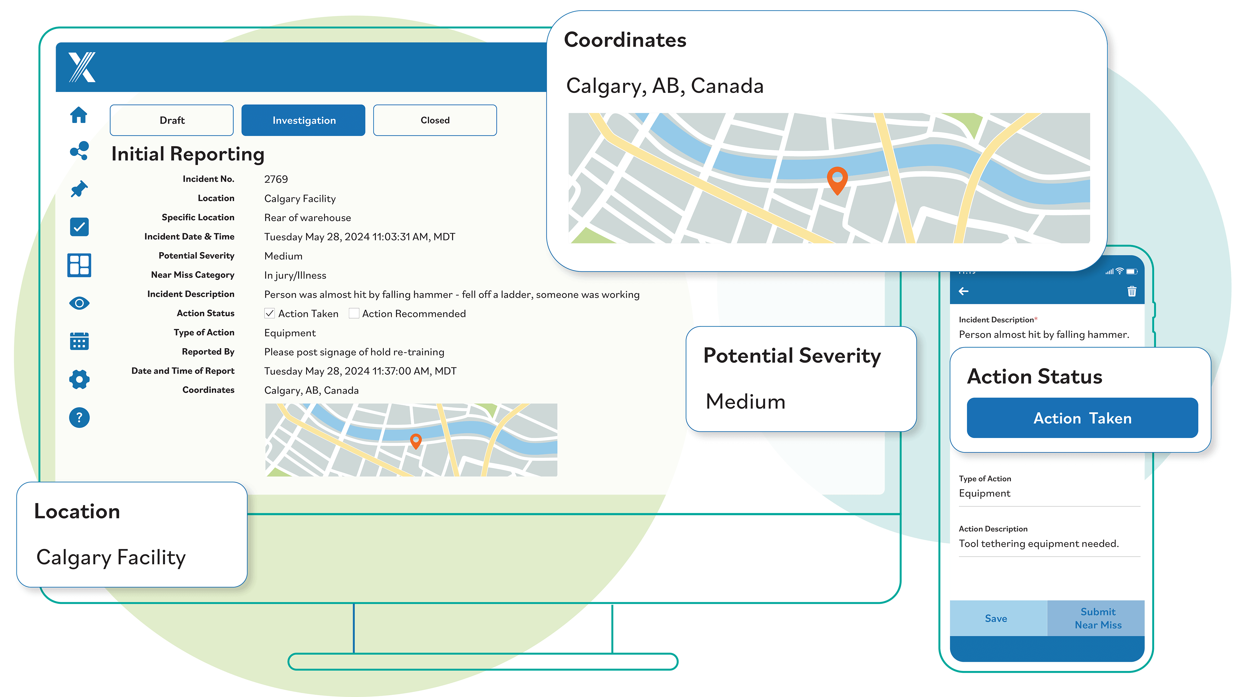Mobile and desktop version of Incident Reporting.