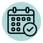 incident-reporting-icons_Return-to-Work-Days-Away (1) Icon of a calendar on a blue circle