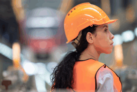 woman wearing hard hat